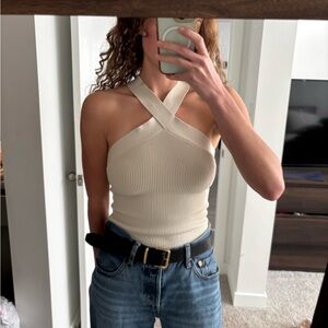 Babaton sculpt knit cross cross tank